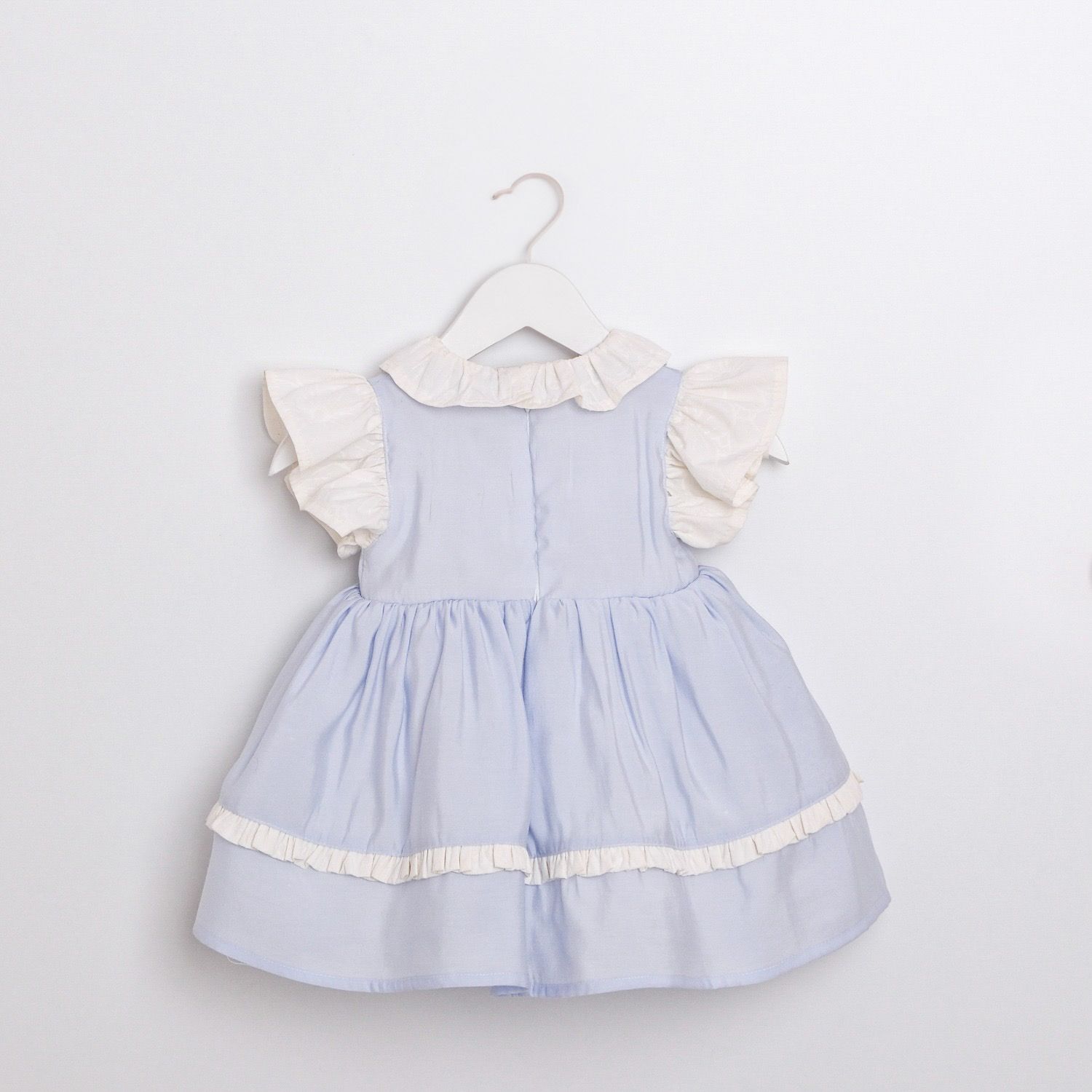 Fisto Yaka Nakışlı Mavi Elbise - Görsel 2