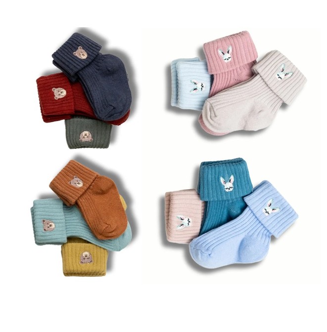 Nakışlı 6 Çift Kutulu Yeni Doğan ve Bebek Patik Çorabı