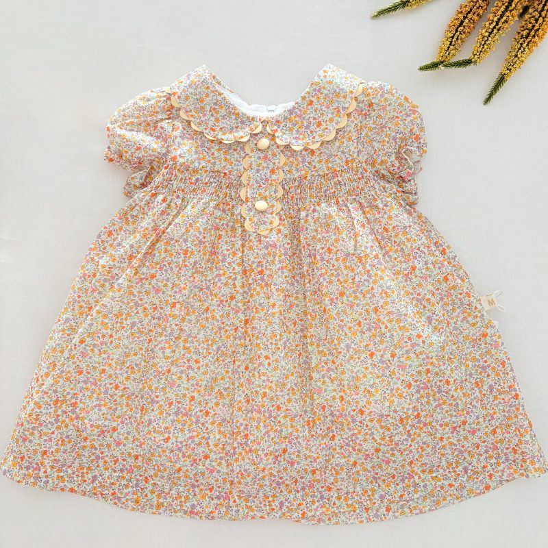 Bebe Yaka Taşlı Çıtır Çiçek Elbise