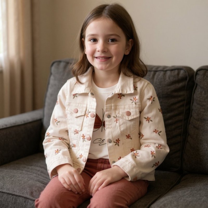 Nakışlı Kot Ceketli Gabardin Set