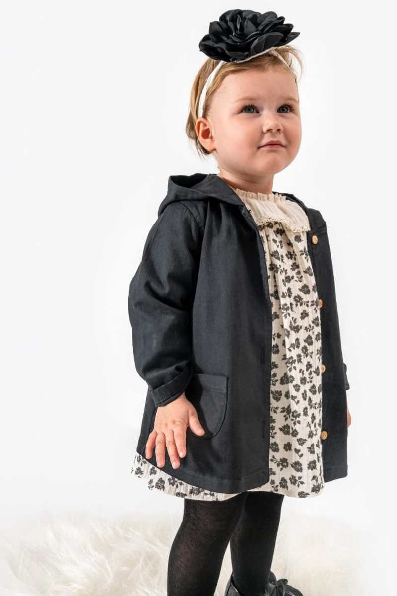 Kapşonlu Ceketli Müslin Elbise Set