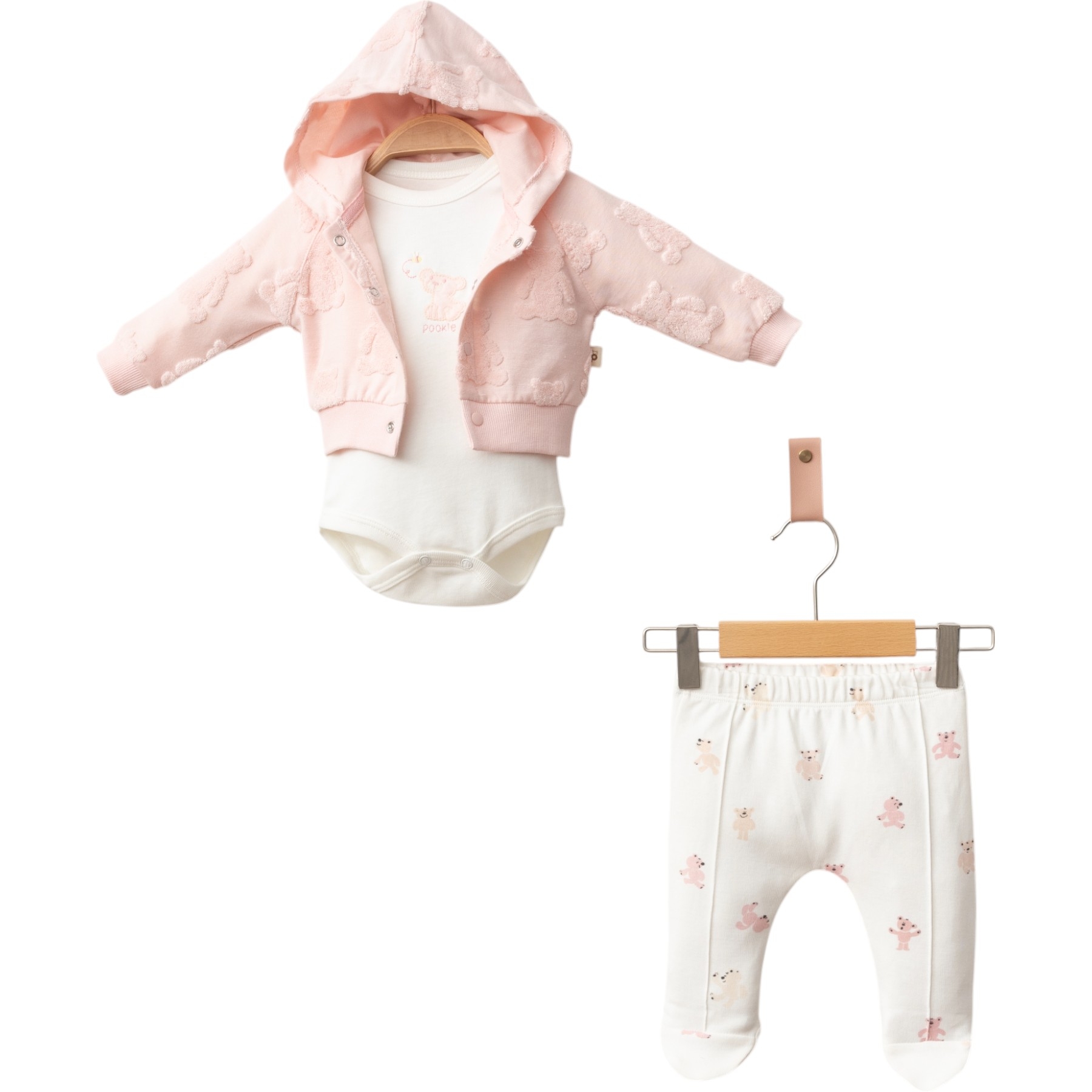 Kapşonlu Ayıcık Desen Patikli 3lü Set