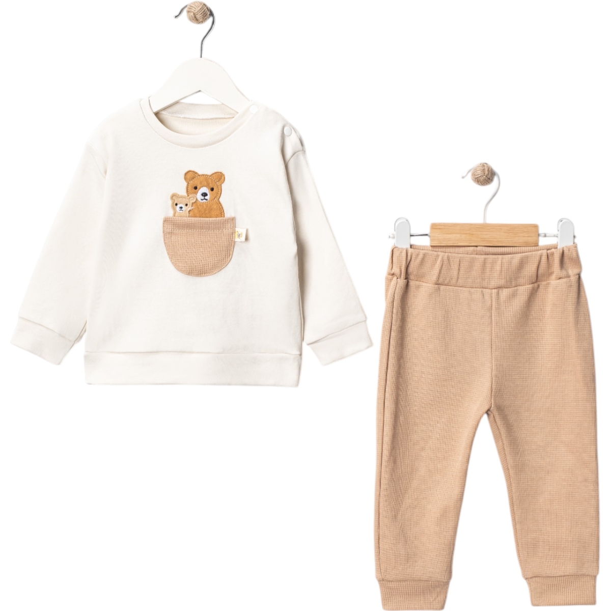 Ayıcık Figürlü %100 Pamuk Takım (4 Farklı Renk Seçeneği Mevcut) - Görsel 4