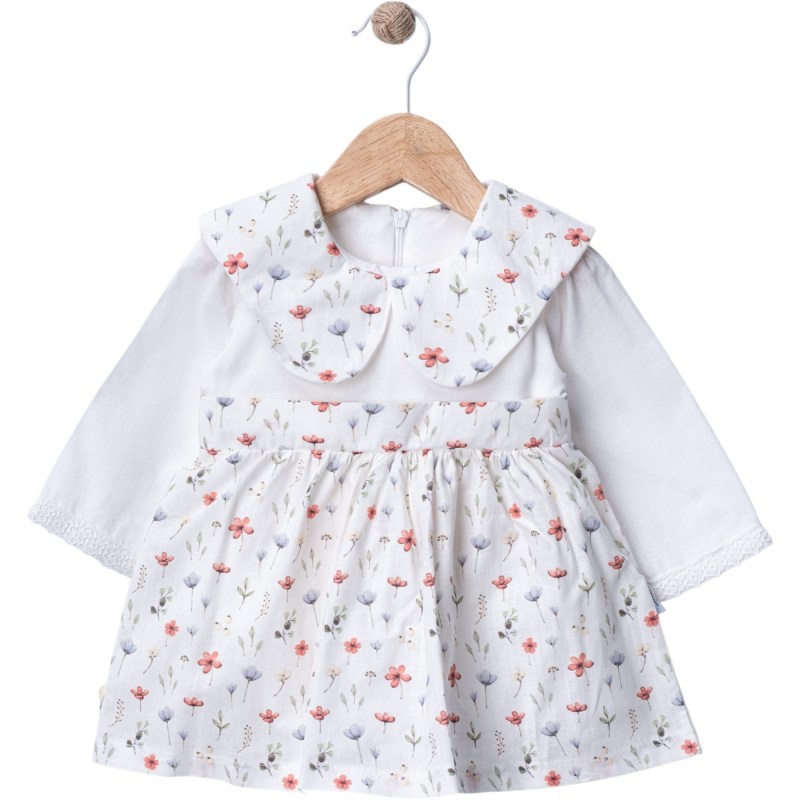 Flamlı Çiçek Desenli Keten Elbise (2 Farklı Renk Seçeneği Mevcut)