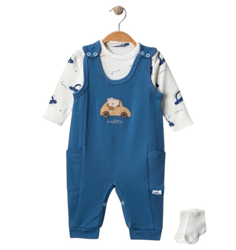 Araba Temalı Body Çorap Cepli Tulum Takım